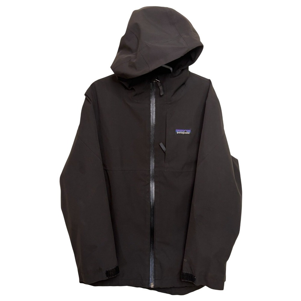 Patagonia Kids Jacket S Black Waterproof Hooded Rain Shell H2No *READ* Girls Boy